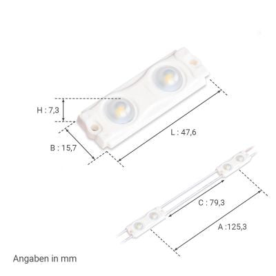 LED Modul SMD2835 DC12V 0,72W IP68 - Lichtfarbe: Kaltweiß 6500K ( 20St.)
