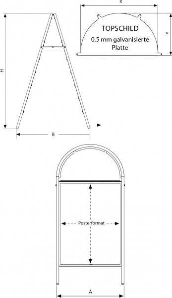 Werbeständer DIN B1 mit Logo-Platte