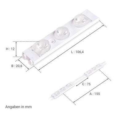 LED Kanten Modul 1,32W 12V 6500K 11°x40° IP67 -40St.-