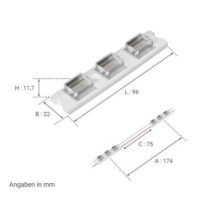 LED Kanten Modul 2,4W 24V 6500K 85°x15° IP67