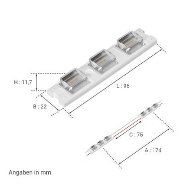 LED Kanten Modul 2,4W 24V 6500K 85°x15° IP67
