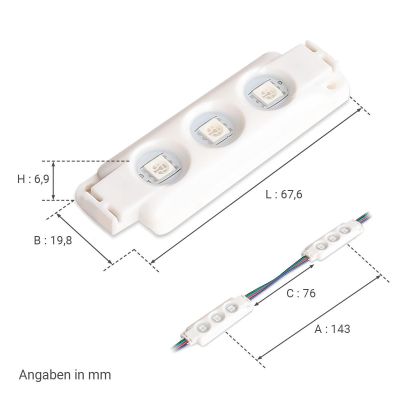RGB Modul SMD5050 DC12V 0,72W IP66 ( 20St.)