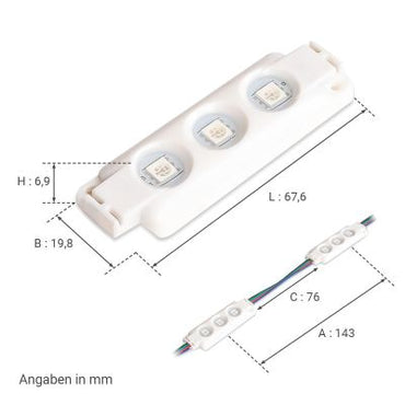 RGB Modul SMD5050 DC12V 0,72W IP66 ( 20St.)